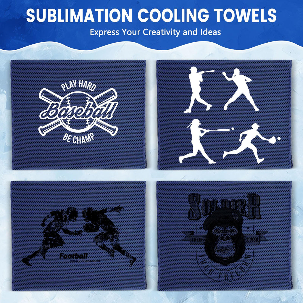 Hosuly 1000 Pack Cooling Towels Bulk 40 x 12 Inch Large Chilly Breathable Sweat Sports Cold Towels Sublimation Microfiber Ice Neck Rag for Hot Weather Workout Gym Team Gift (Dark Blue)