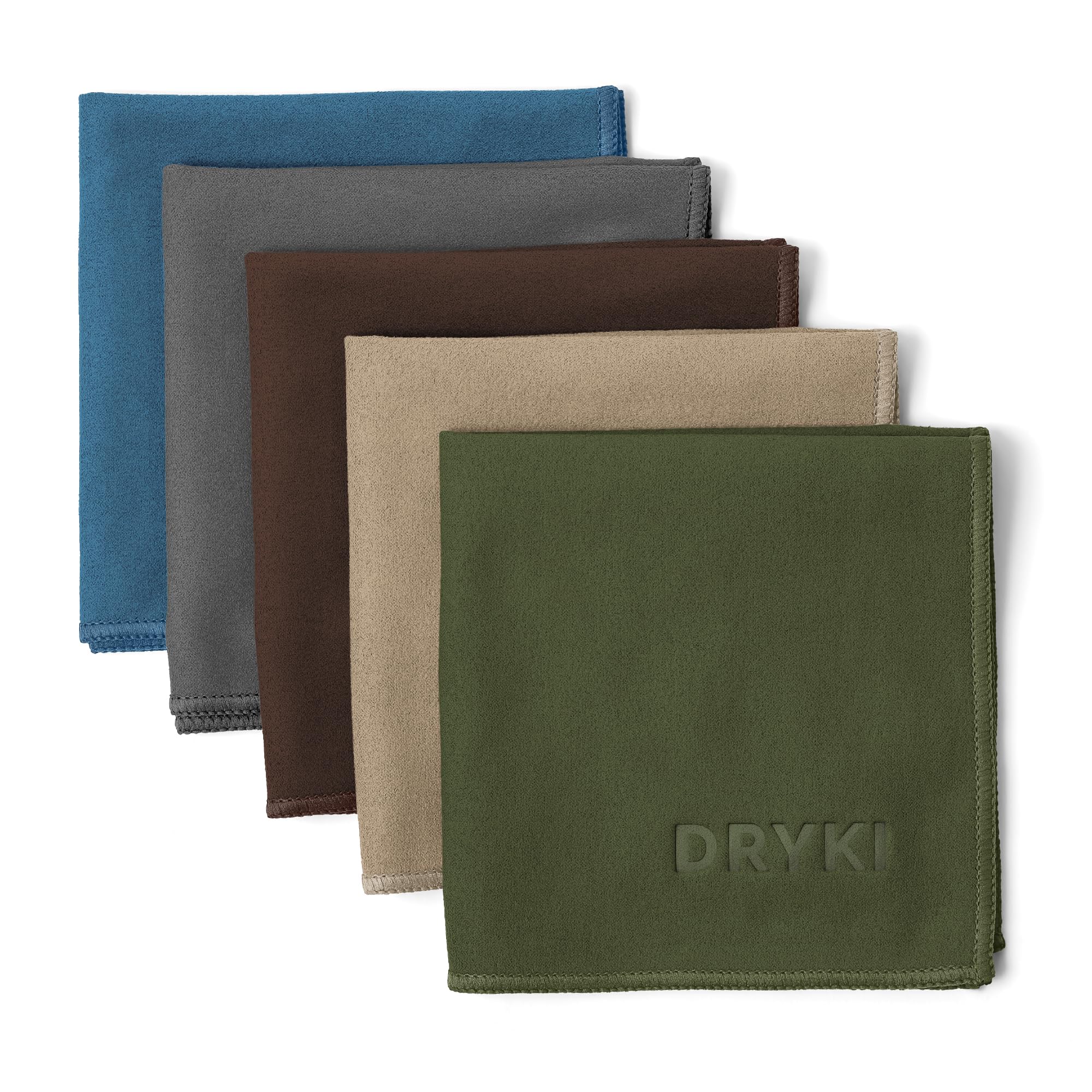 DRYKI Sweat Absorbing Handkerchiefs - The Original Pocket-Sized Sweat Towels - Quick-Dry Microfiber Sweat Rags for Face, Hands, & Body - Men & Women - Gym, Sports, and Work (Forest: 5 Pack)