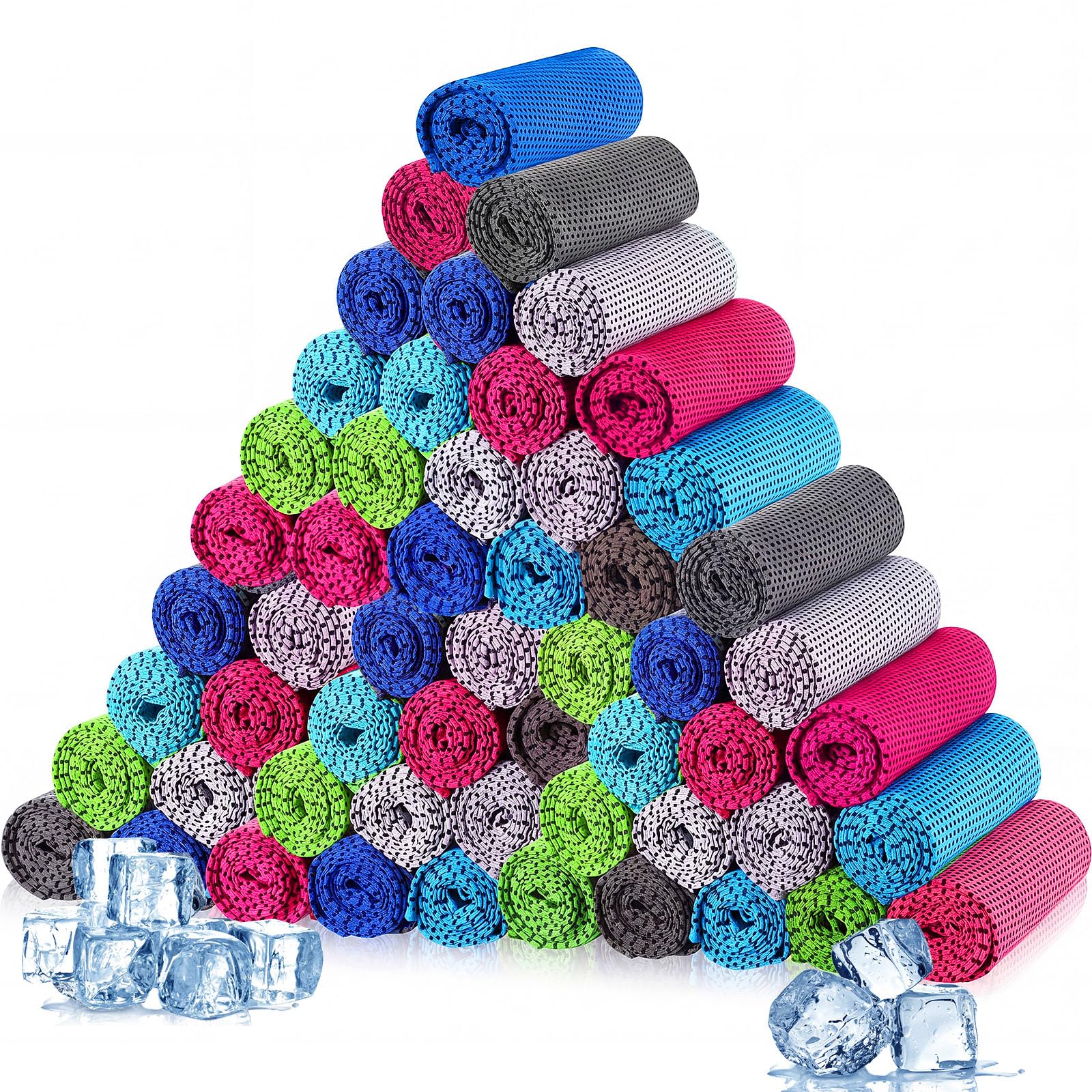 Maitys 500 Pcs Cooling Towel Bulk 32 x 12 Inch Microfiber Ice Towel Cold Soft Breathable Sport Towels for Neck and Face Chilly Sweat Towels for Hot Weather Athletes Gym Yoga Workout (Multicolor)