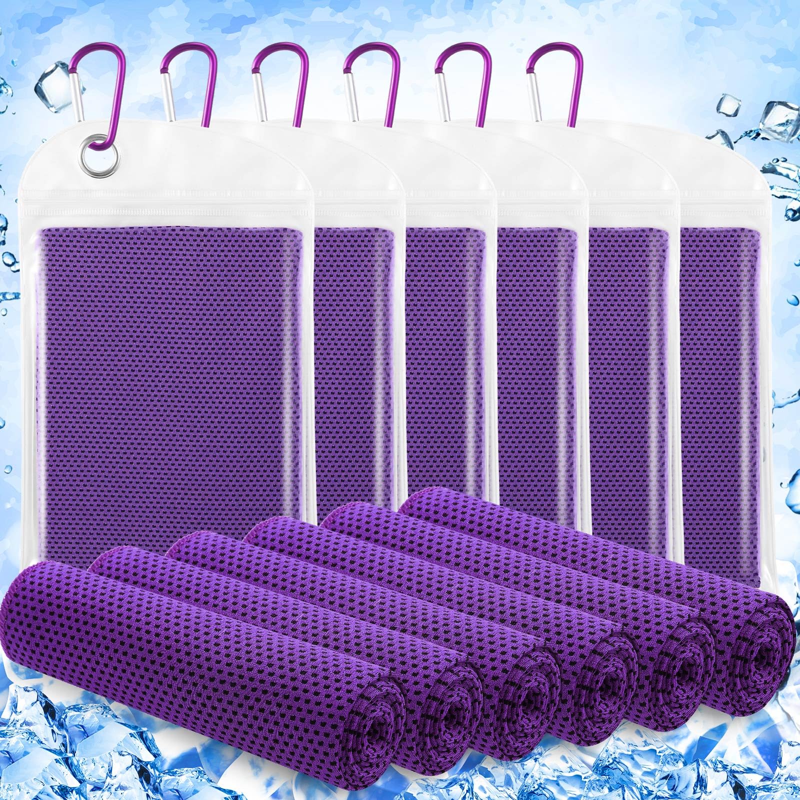 Hosuly 6 Pack Cooling Towels 40" x 12" Sport Towels, Cooling Rag for Neck and Face Ice Breathable Chilly Portable Neck Wraps for Yoga(Black)