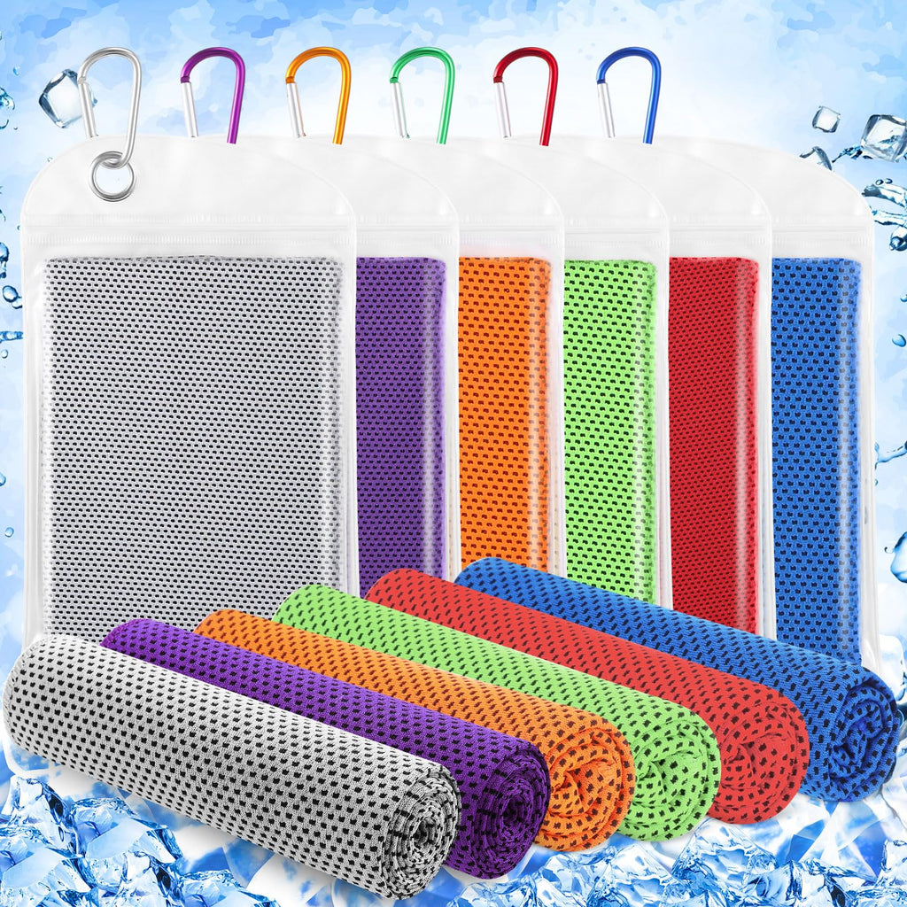 Hosuly 6 Pack Cooling Towels 40" x 12" Sport Towels, Cooling Rag for Neck and Face Ice Breathable Chilly Portable Neck Wraps for Yoga(Black)
