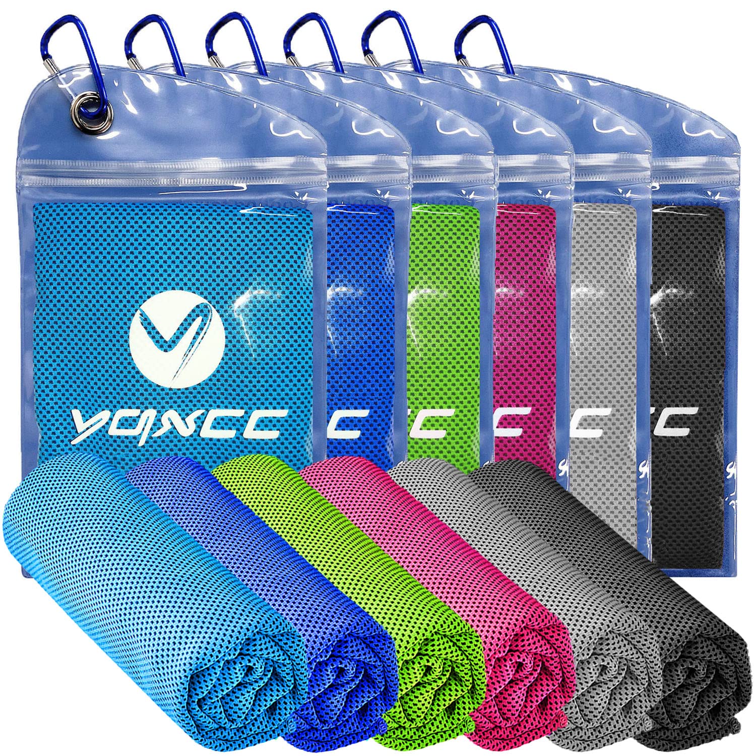 YQXCC 4 Pack Cooling Towels (47"x12"), Ice Cool Neck Towel, Soft Breathable Microfiber for Yoga, Golf, Gym, Running, Camping & Hot Weather