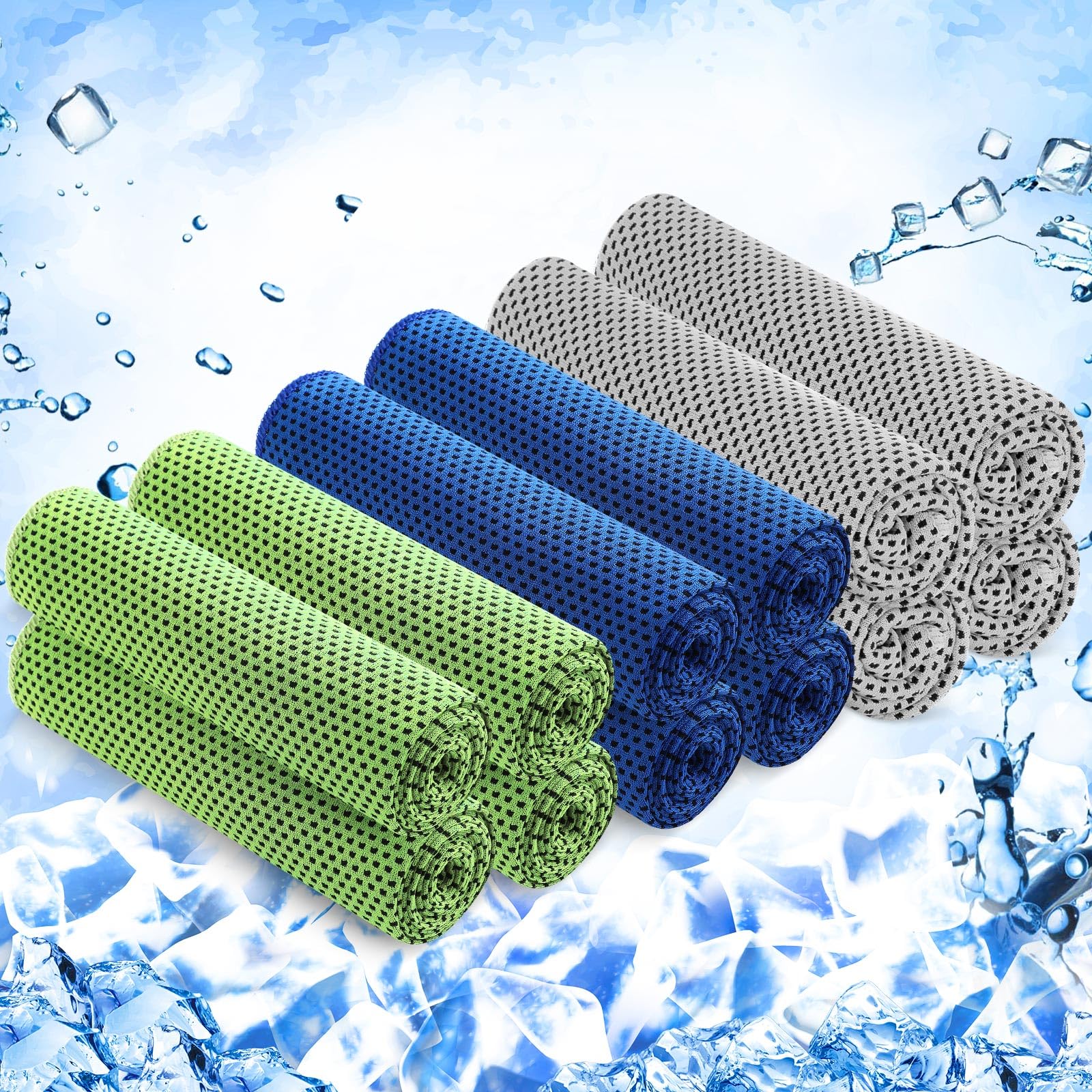 Hosuly 12 Pieces Cooling Towels, 40 x 12 Inch Ice Cool Towel for Neck and Face Microfiber Soft Breathable Chilly Rags for Yoga, Sports, Golf, Gym, Running, Workout(Purple)