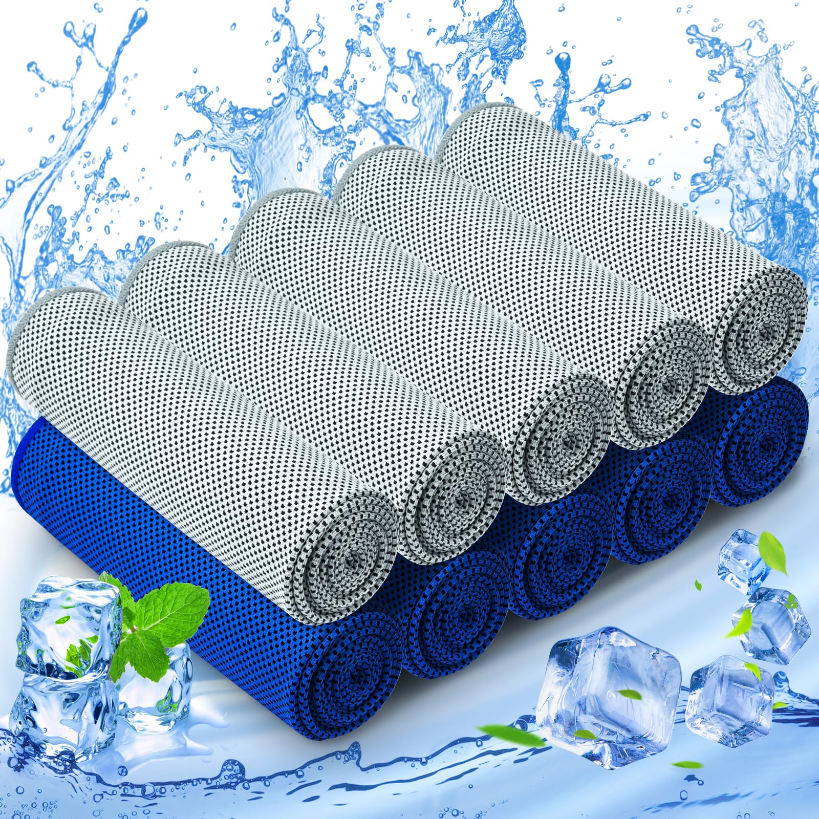 MENOLY 10 Pack Cooling Towels, Cooling Towels for Neck and Face, Sweat Microfiber Towel Soft Breathable Towel for Gym, Yoga, Camping, Running, Fitness, Workout & More Activities