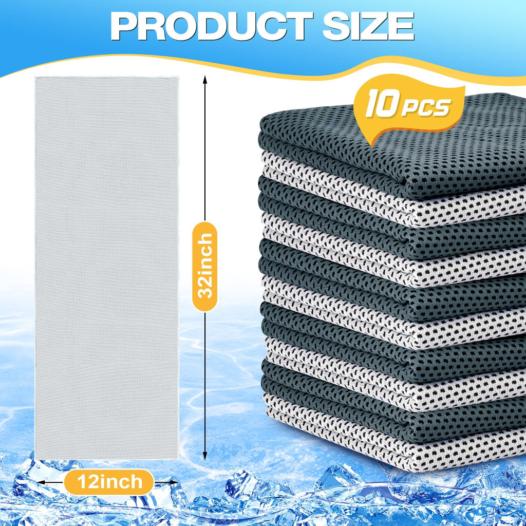 MENOLY 10 Pack Cooling Towels, Cooling Towels for Neck and Face, Sweat Microfiber Towel Soft Breathable Towel for Gym, Yoga, Camping, Running, Fitness, Workout & More Activities