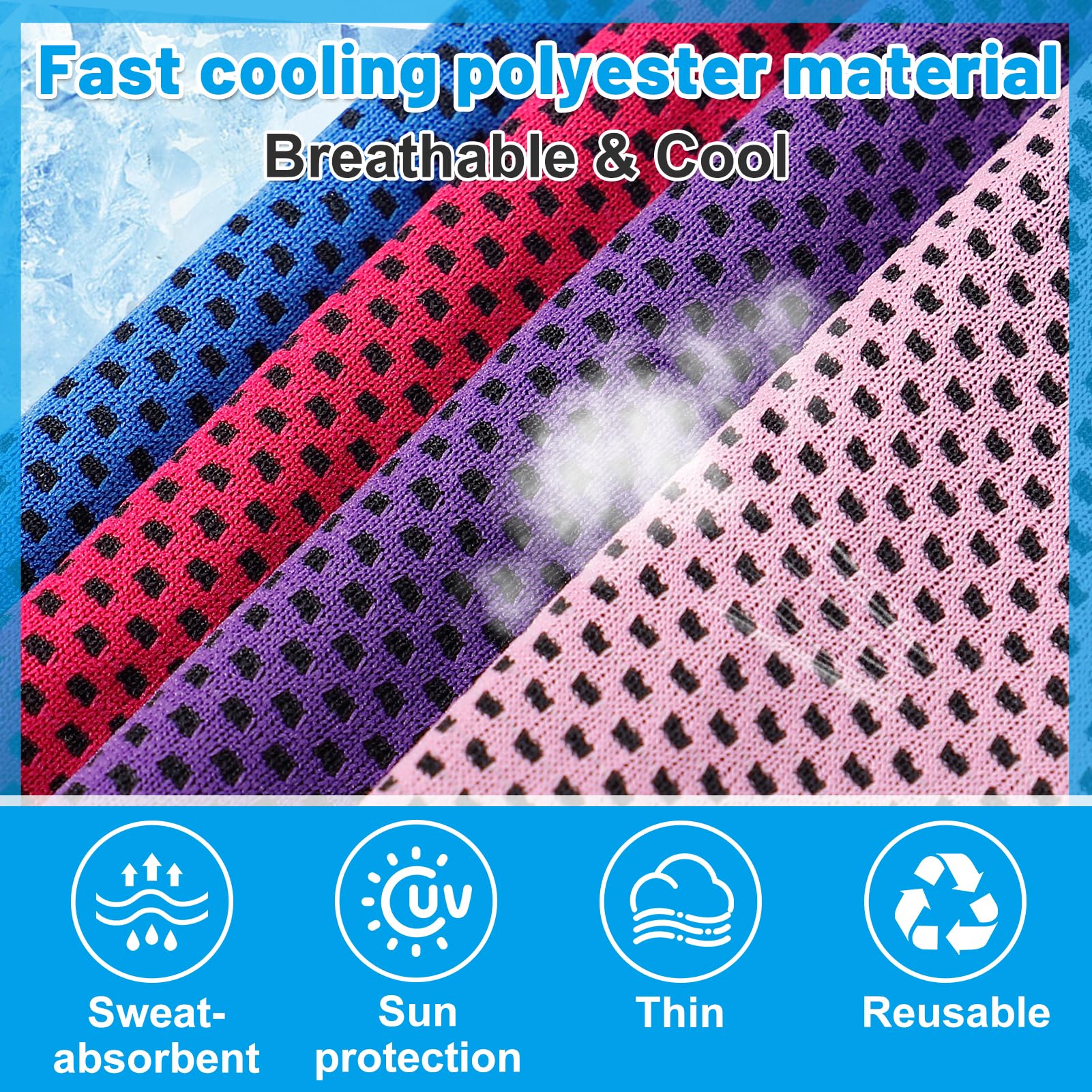 MADHOLLY 50 Packs Cooling Towels for Neck and Face - 31"x12" Bulk Breathable Cooling Towel for Hot Weather, Sweat Neck Wraps for Camping, Workout, Fitness Gym, Yoga, 10 Colors