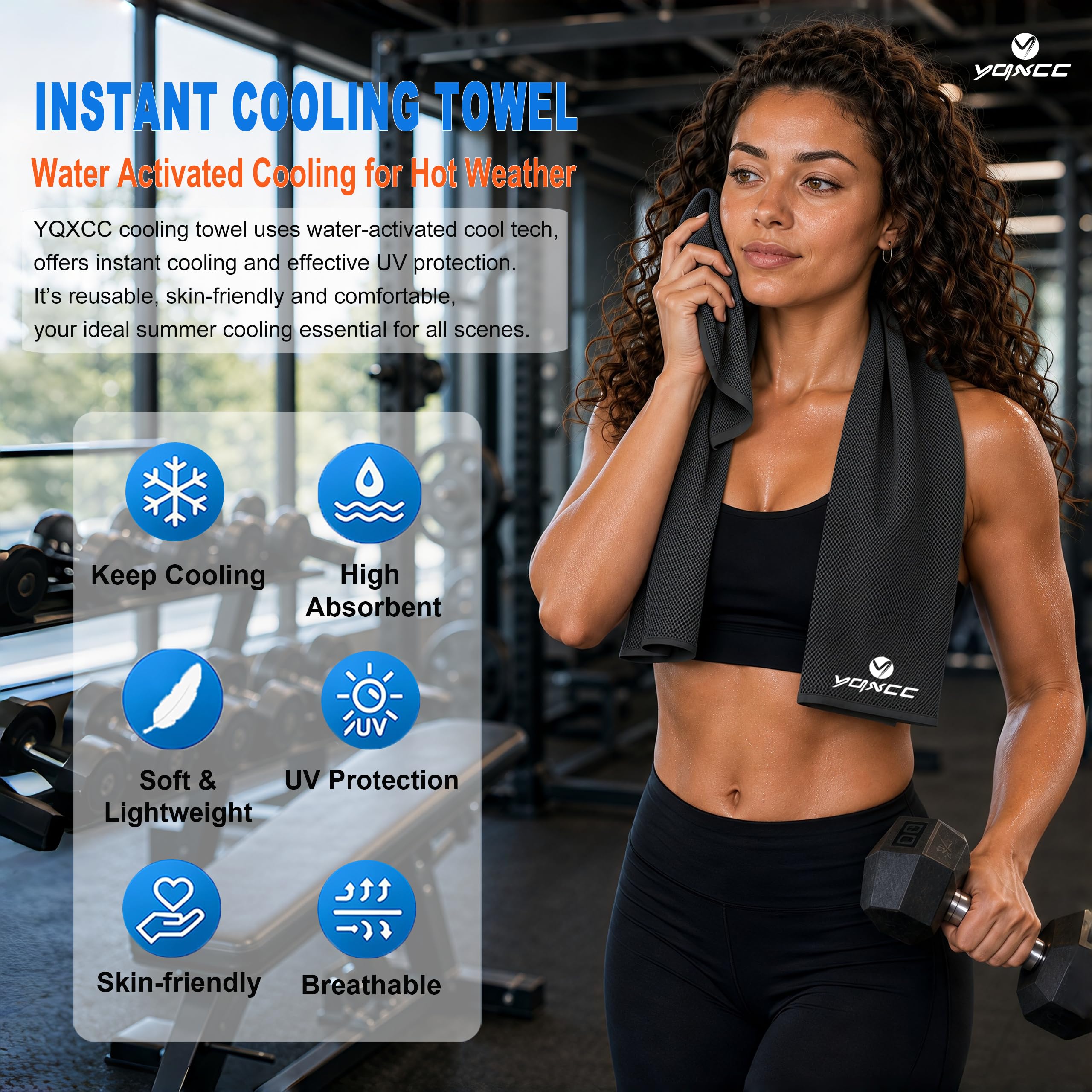 YQXCC 4 Pack Cooling Towels 40"x12", Cool Ice Towels for Neck & Face | Cooling Neck Wraps, Soft Breathable Microfiber Chilly Towels, Ideal for Gym, Yoga, Golf, Running, Camping & Hot Weather