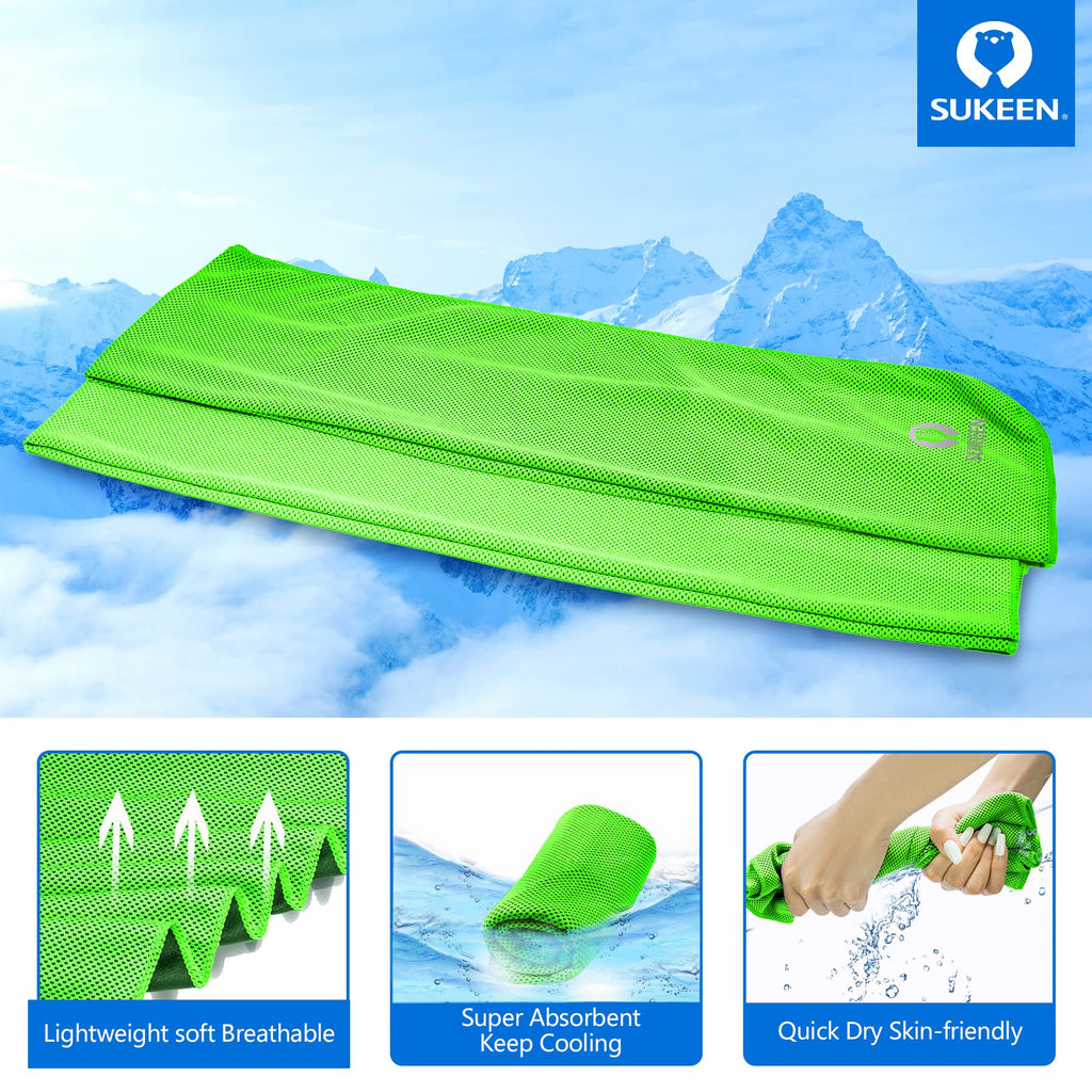 Sukeen 4Pack Cooling Towel (40"x12"),Ice Towel,Soft Breathable Chilly Towel,Microfiber Towel for Yoga,Sport,Running,Gym,Workout,Camping,Fitness,Workout & More Activities