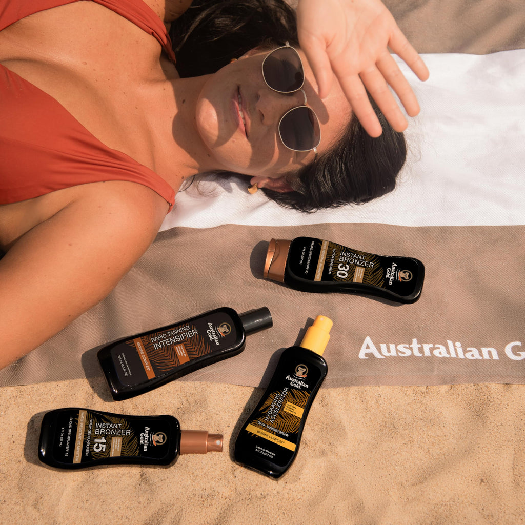 Australian Gold Spray Gel Sunscreen with Instant Bronzer SPF 50, 8 Ounce | Moisturize & Hydrate Skin | Broad Spectrum | Water Resistant,B07DG52KLY