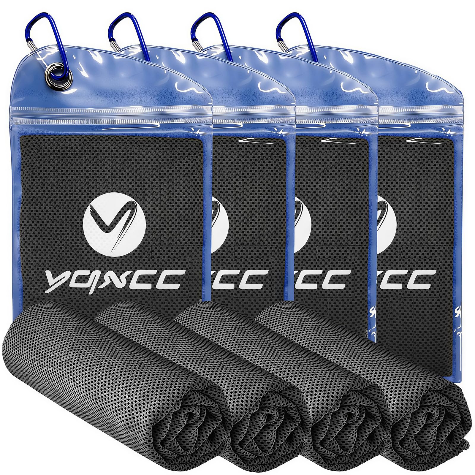 YQXCC 4 Pack Cooling Towels 40"x12", Cool Ice Towels for Neck & Face | Cooling Neck Wraps, Soft Breathable Microfiber Chilly Towels, Ideal for Gym, Yoga, Golf, Running, Camping & Hot Weather