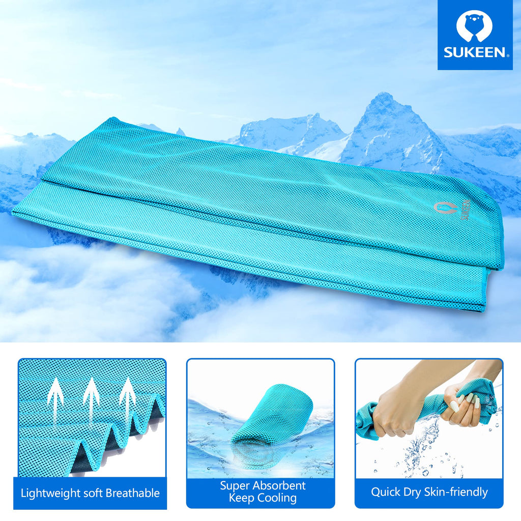 Sukeen Cooling Towel (40"x12") for Neck & Head - Soft Breathable Chilly Sweat Towel for Yoga, Golf, Gym, Camping, Running, Workout & More Activities