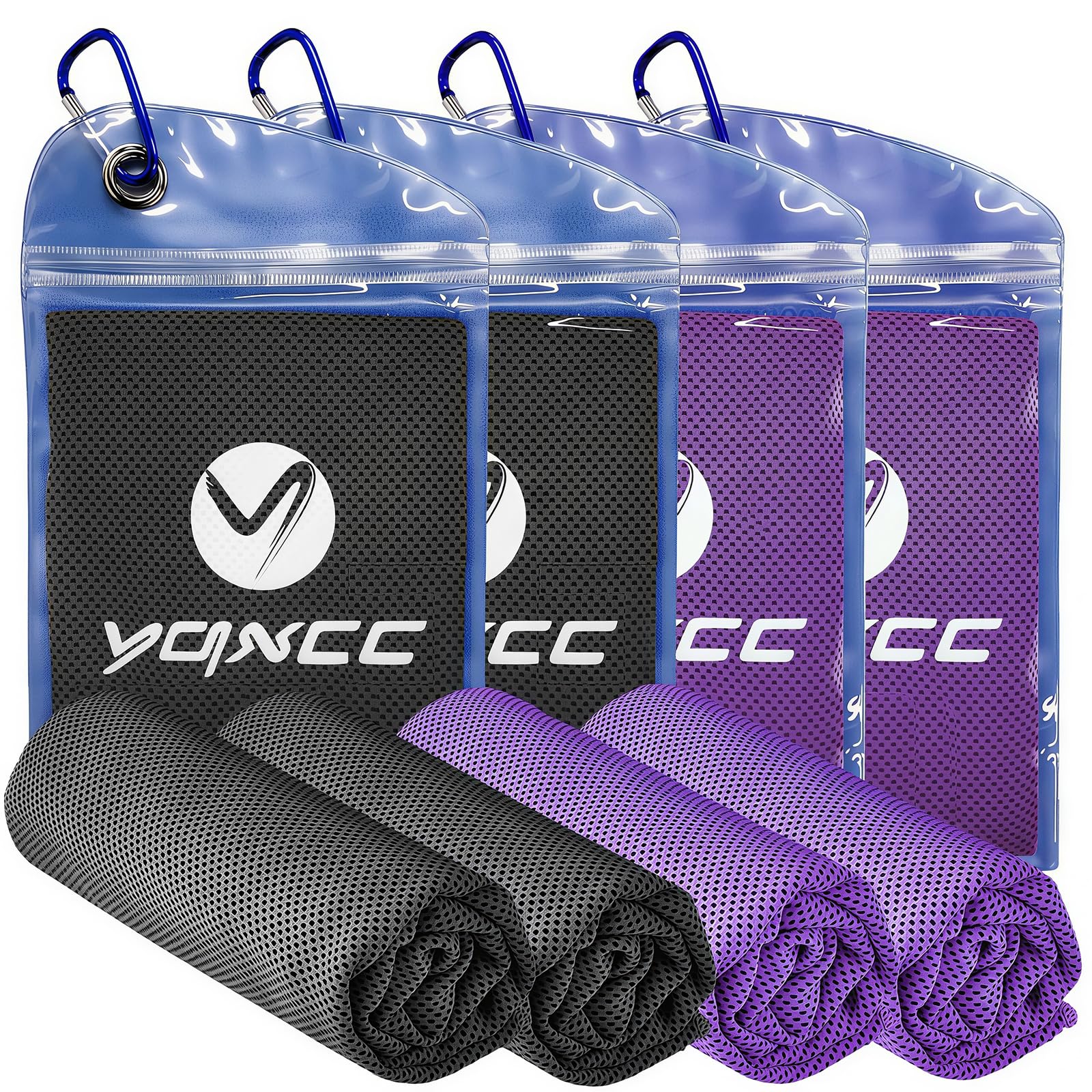 YQXCC 4 Pack Cooling Towels 40"x12", Cool Ice Towels for Neck & Face | Cooling Neck Wraps, Soft Breathable Microfiber Chilly Towels, Ideal for Gym, Yoga, Golf, Running, Camping & Hot Weather