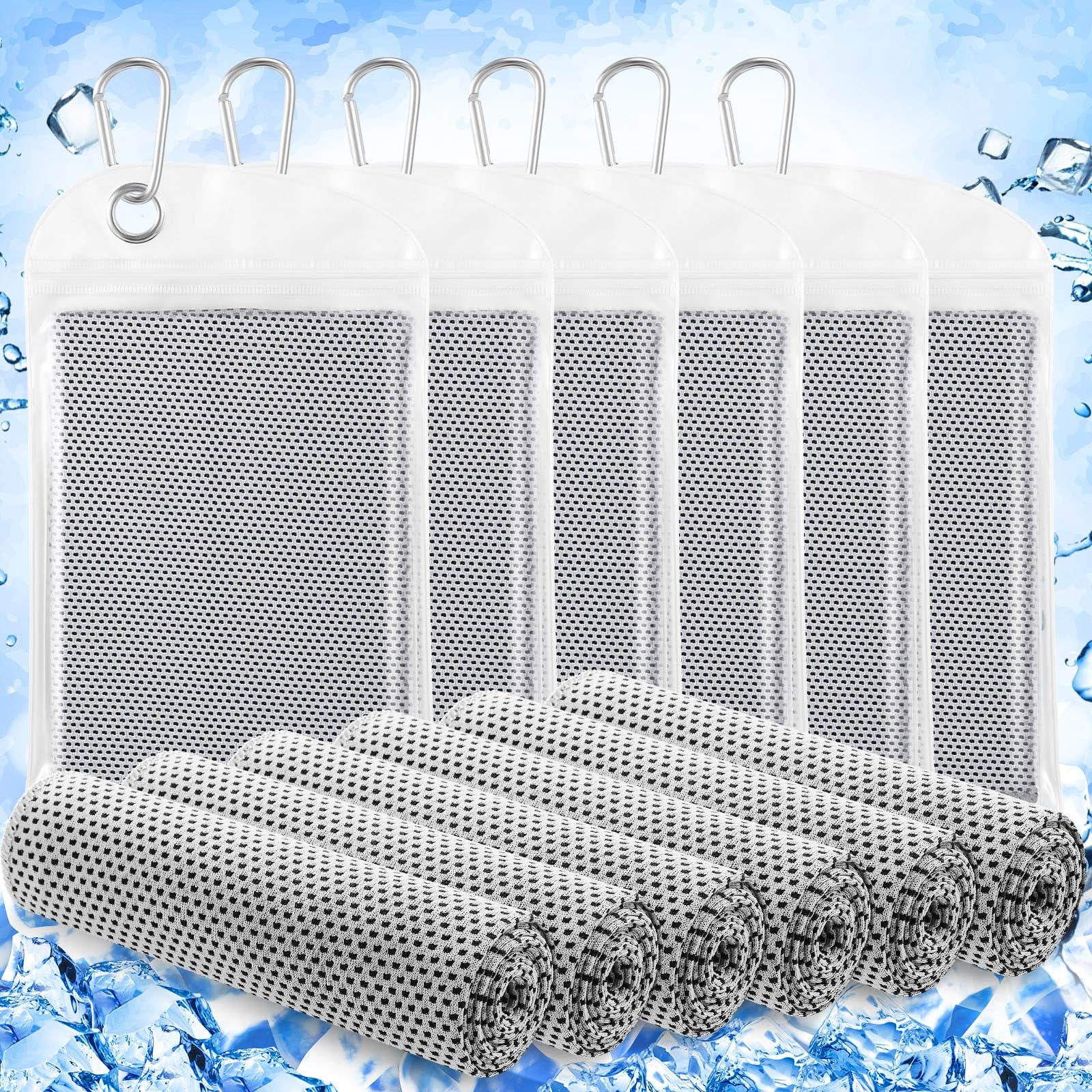Hosuly 6 Pack Cooling Towels 40" x 12" Sport Towels, Cooling Rag for Neck and Face Ice Breathable Chilly Portable Neck Wraps for Yoga(Black)