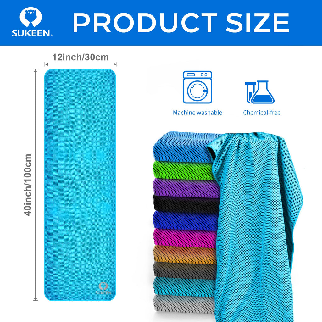 Sukeen 4Pack Cooling Towel (40"x12"),Ice Towel,Soft Breathable Chilly Towel,Microfiber Towel for Yoga,Sport,Running,Gym,Workout,Camping,Fitness,Workout & More Activities