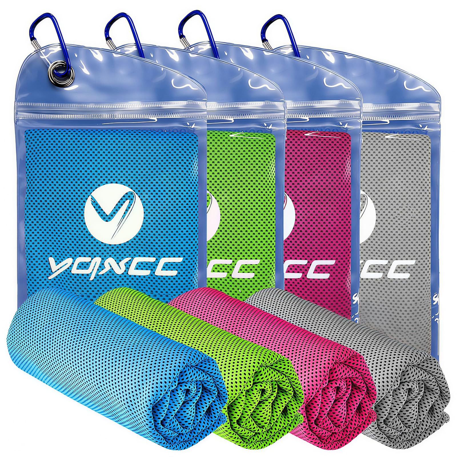 YQXCC 4 Pack Cooling Towels 40"x12", Cool Ice Towels for Neck & Face | Cooling Neck Wraps, Soft Breathable Microfiber Chilly Towels, Ideal for Gym, Yoga, Golf, Running, Camping & Hot Weather