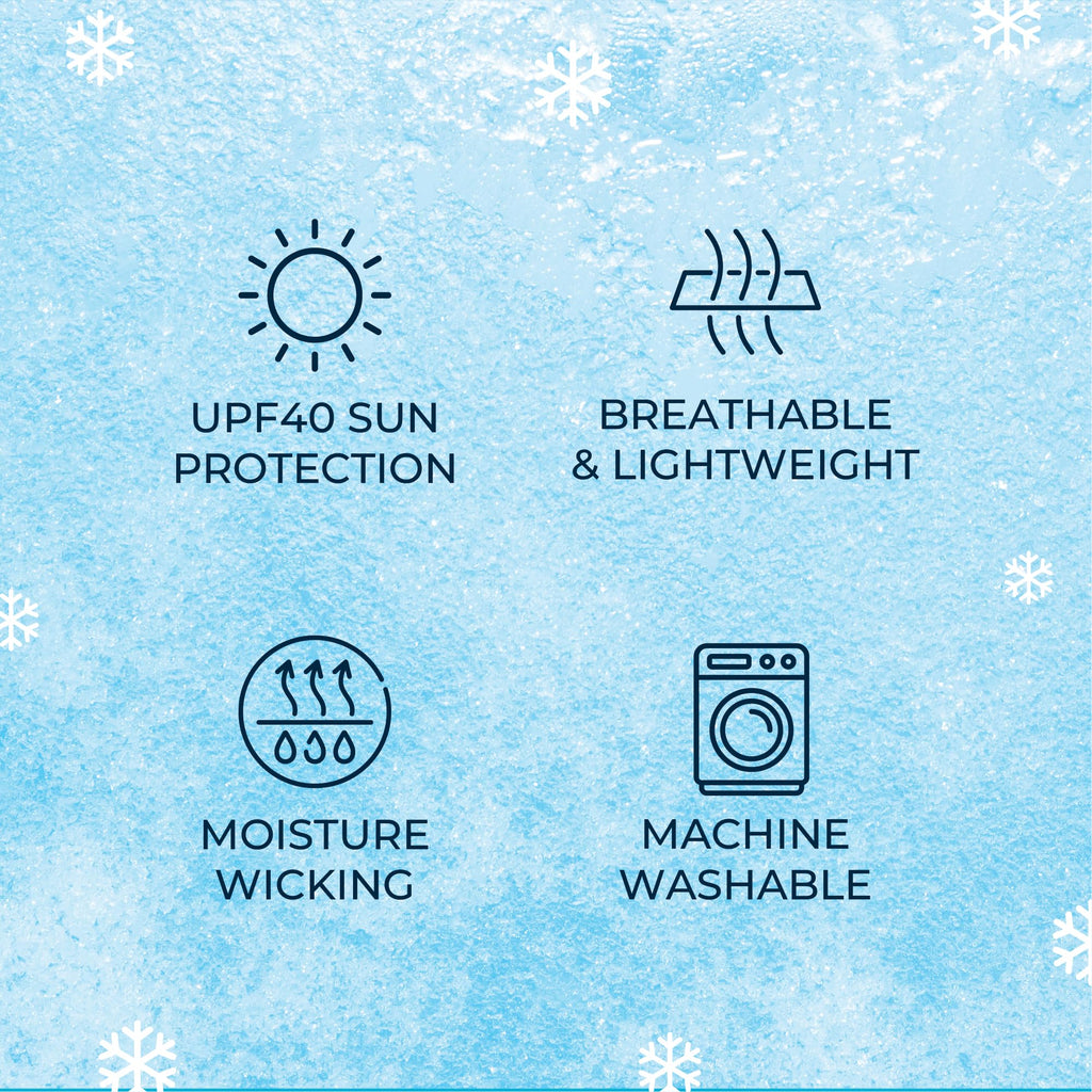 SHAKEitCOOL Extended Size Cooling Towel – Be Cool in Style - Heat Relief, Soft, Lightweight, Sun Protection, Easy Clean - Perfect for Biking, Hiking, Running, Yoga, Golf - Blue Purple Wave M
