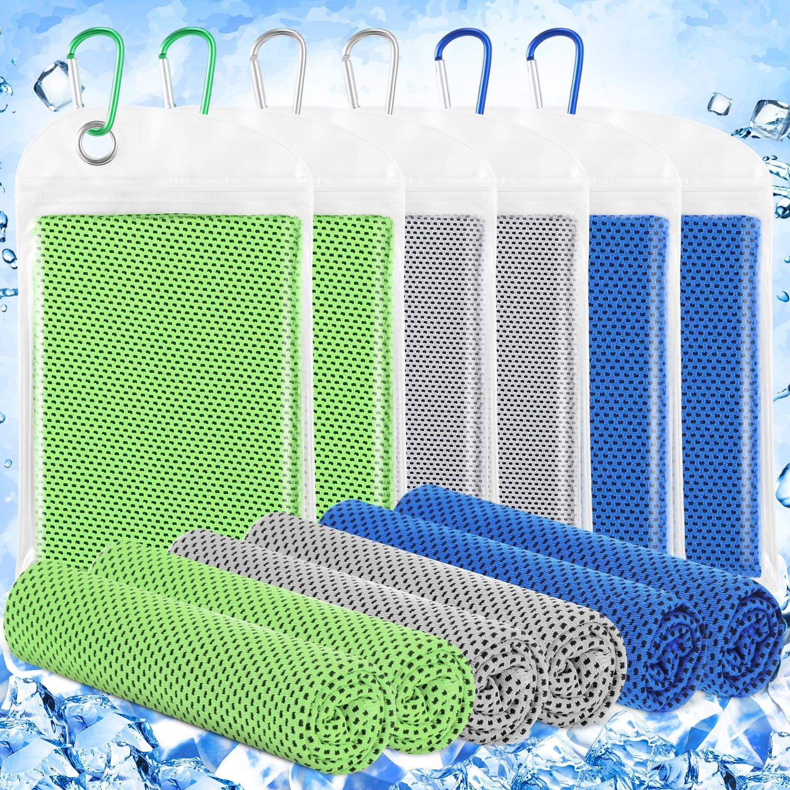 Hosuly 6 Pack Cooling Towels 40" x 12" Sport Towels, Cooling Rag for Neck and Face Ice Breathable Chilly Portable Neck Wraps for Yoga(Black)